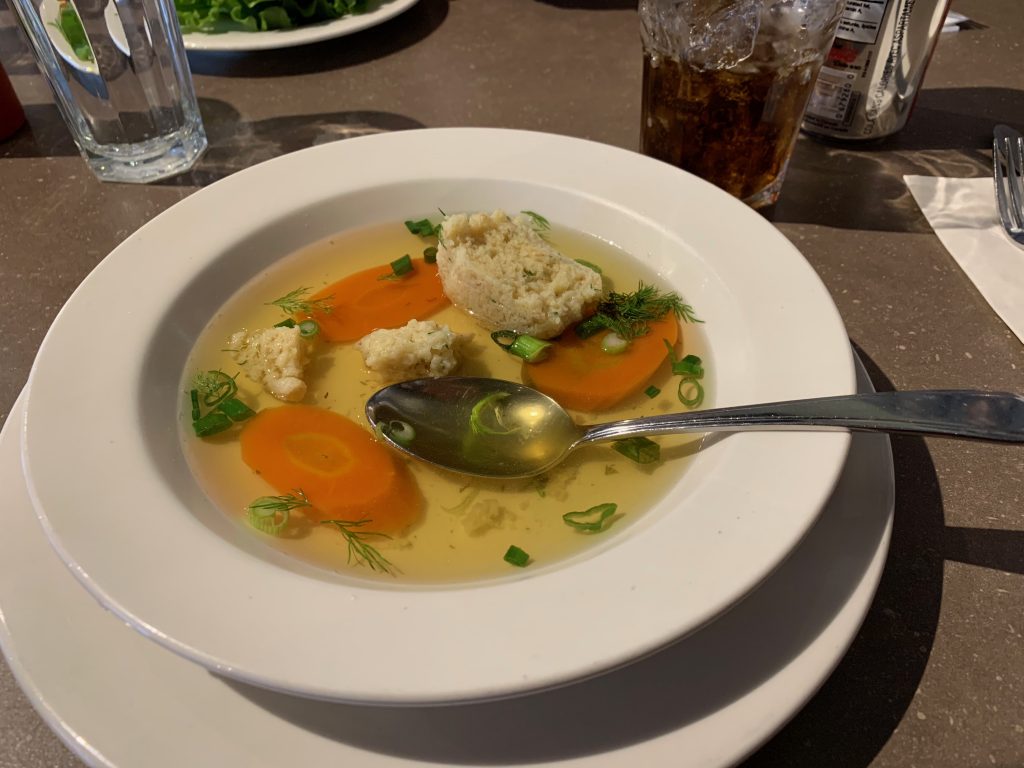 Grumans Deli matzo ball soup.