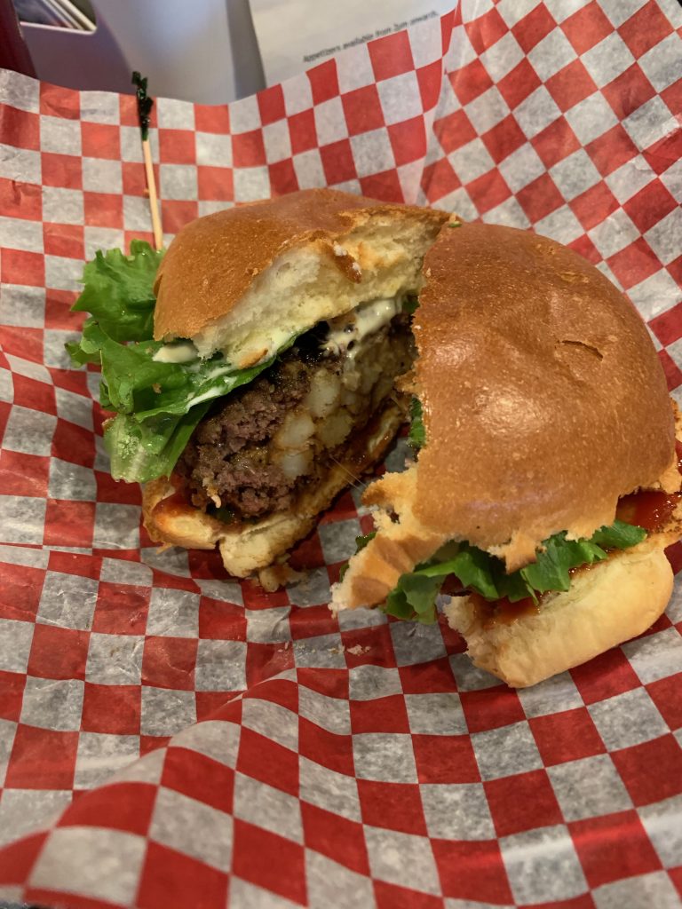 Naina's poutine stuffed burger.