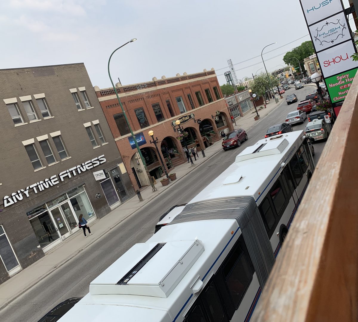 View of Osborne Street from a patio, we'd skip this next time